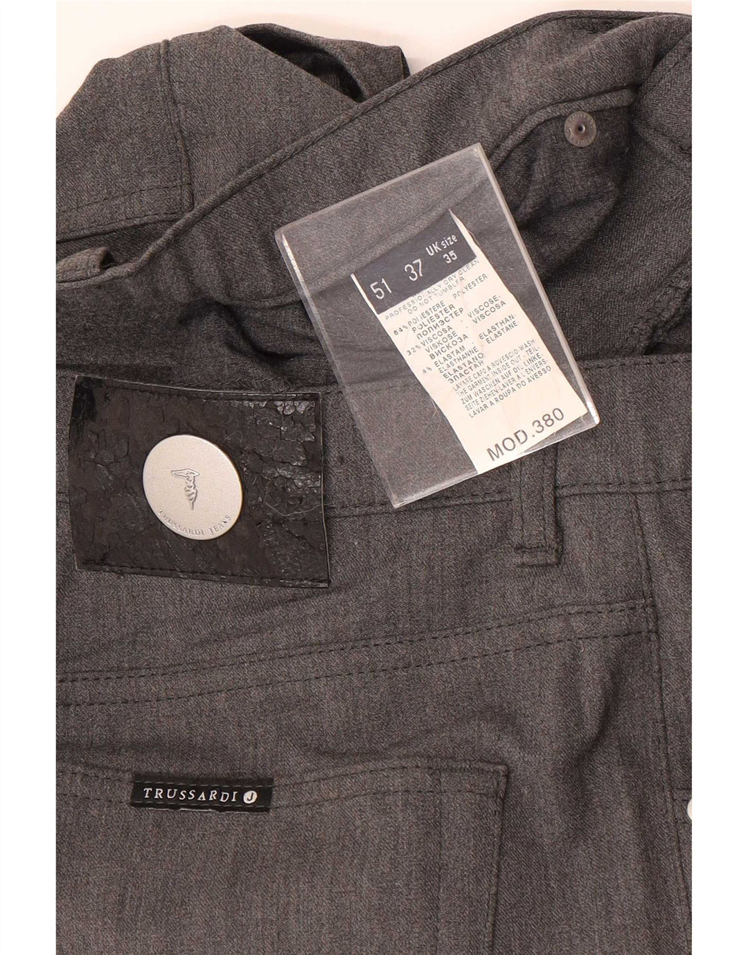 Trussardi Pantaloni drepti casual pentru bărbați W35 L32 poliester gri