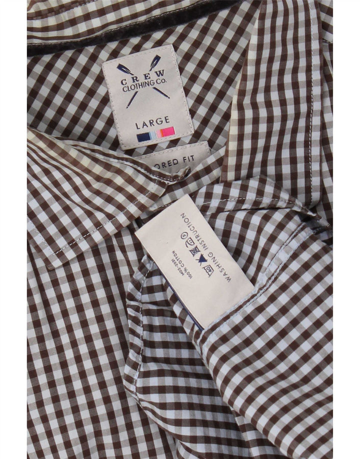 Crew Clothing Cămașă croită pentru bărbați, mare, maro, din bumbac