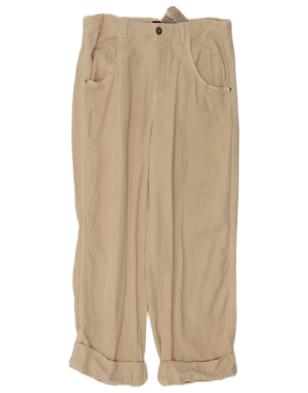 Massimo Dutti Pantaloni Cropped Femei EU 38 Mici L28 L24 Bej Lyocell
