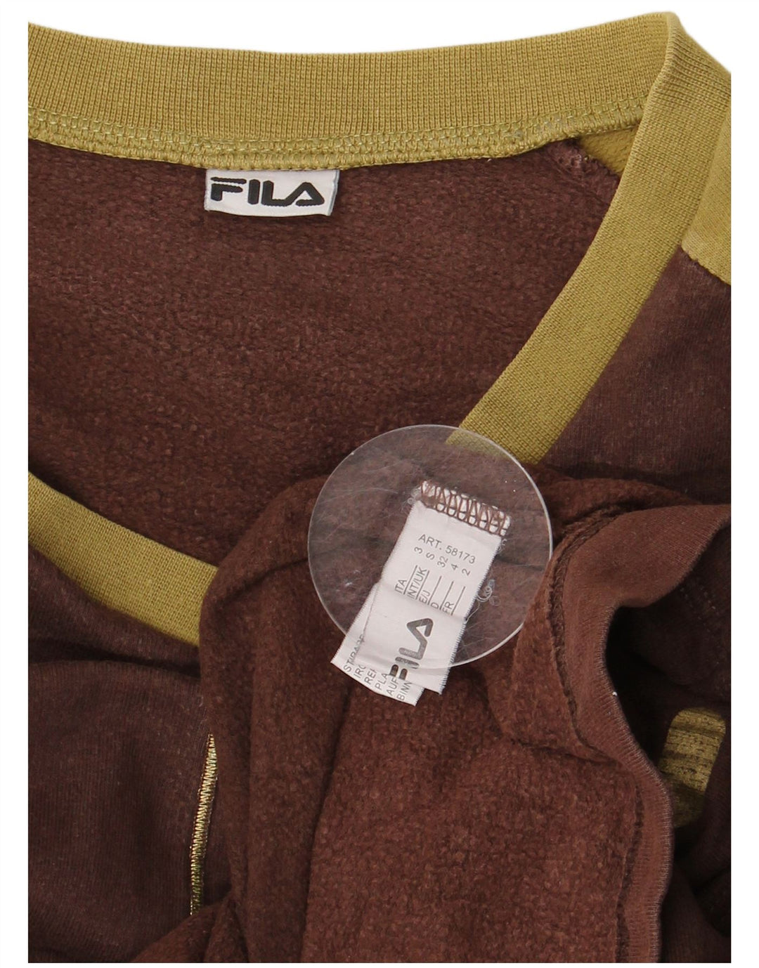 Hanorac cu grafic pentru bărbați FILA Pulover mic maro din bumbac color bloc