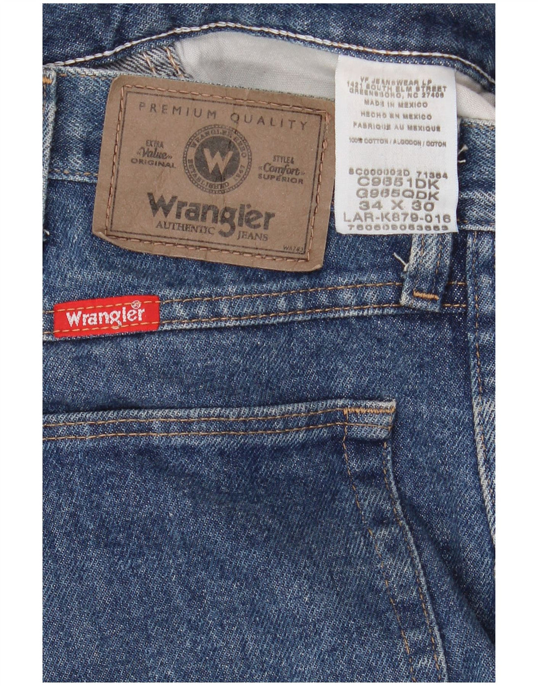 Blugi drepti pentru bărbați WRANGLER W34 L30 Bumbac albastru