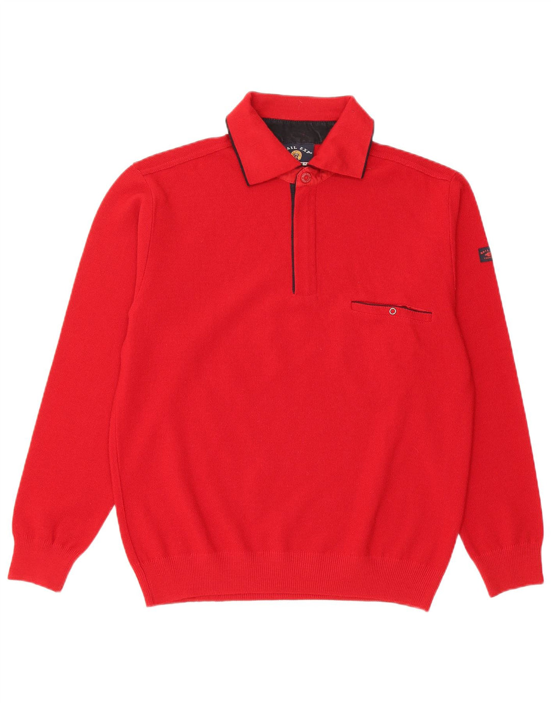 SAIL EXP Pulover cu gât polo pentru bărbați IT 48 Lână merinos roșu mediu