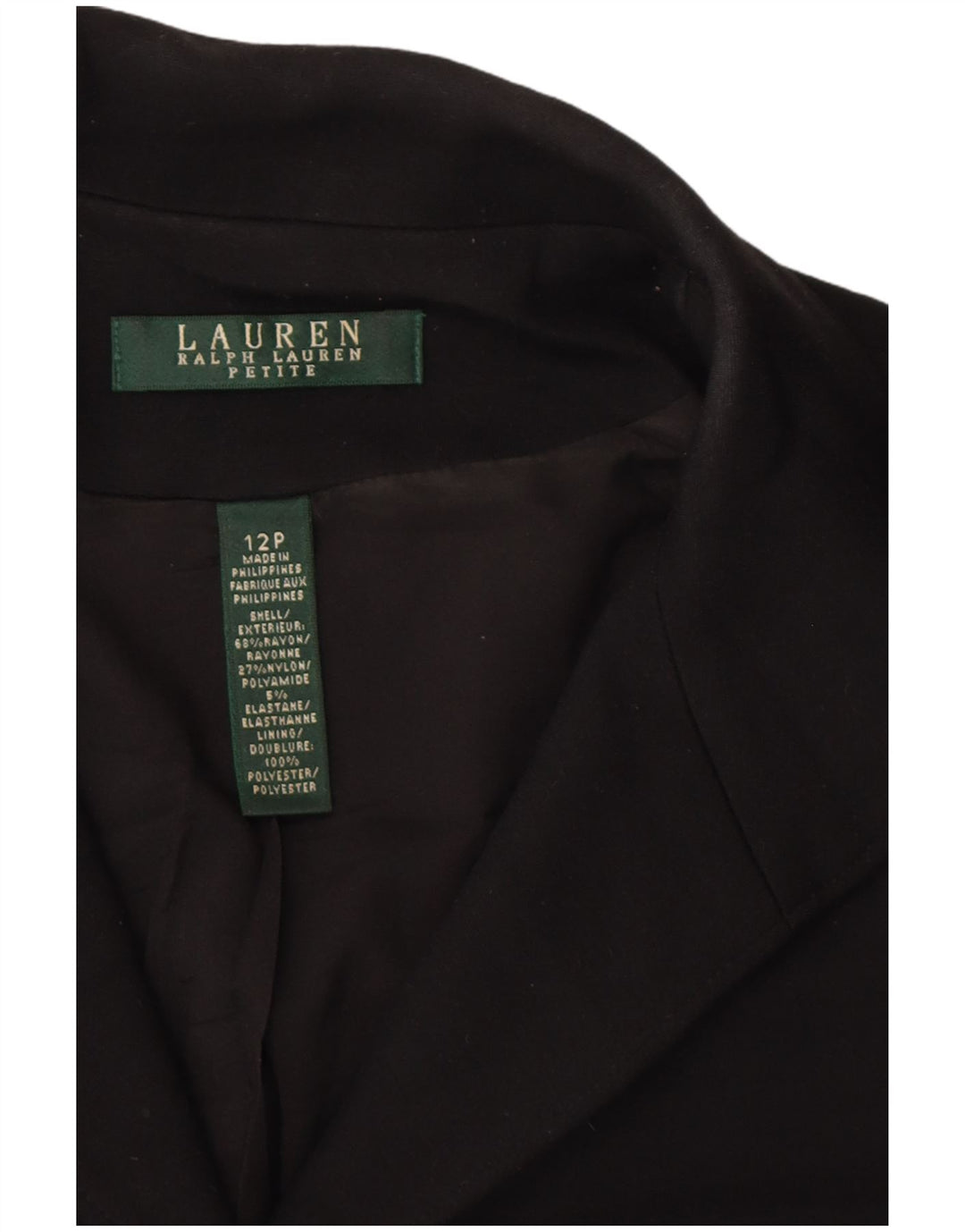 Jachetă pentru femei RALPH LAUREN Petite Crop cu 5 nasturi, US 12, mare, neagră
