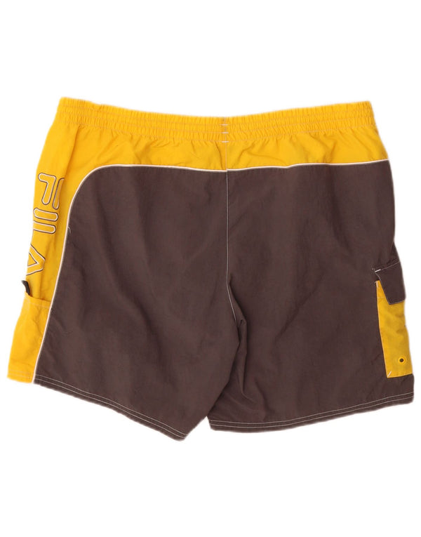 Pantaloni scurți de înot Fila pentru bărbați XL Galben din poliamidă color bloc