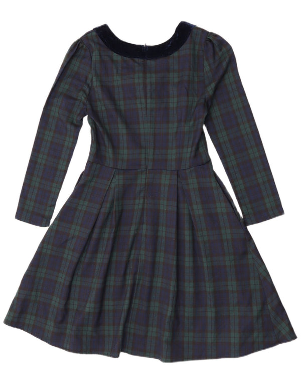 Rochie A-Line pentru femei Joanie, cu mâneci lungi, UK 8, poliester cu carouri verzi mici
