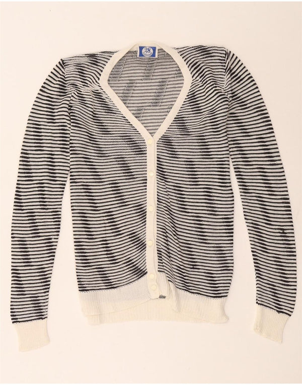 Pulover cardigan vintage pentru femei UK 10 mic cu dungi negre