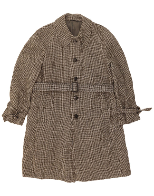 Vintage Mens Overcoat UK 38 Medium Grey Check Virgin Wool
