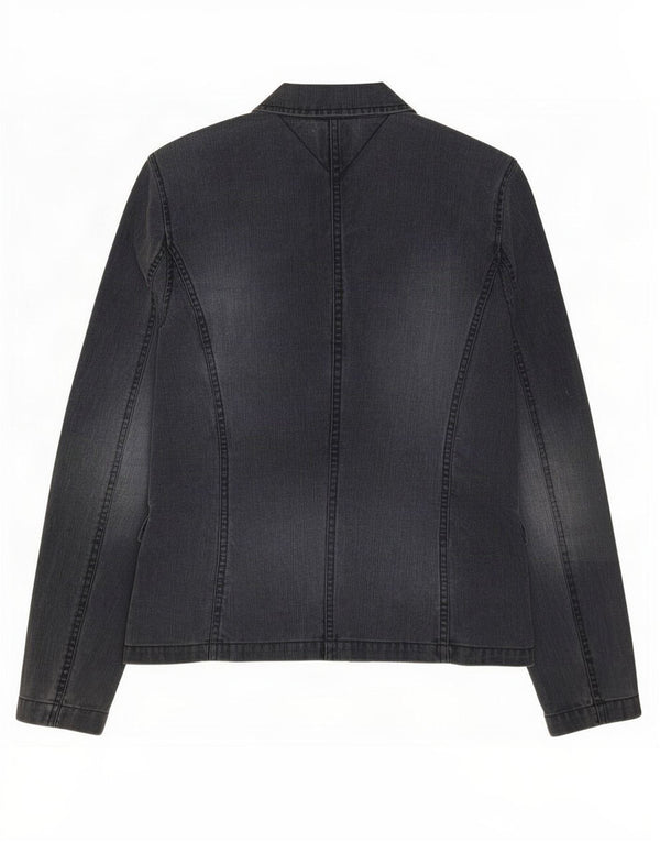 Jachetă Tommy Hilfiger pentru femei, din denim, cu 3 nasturi, UK 12 Medium Bleumarin
