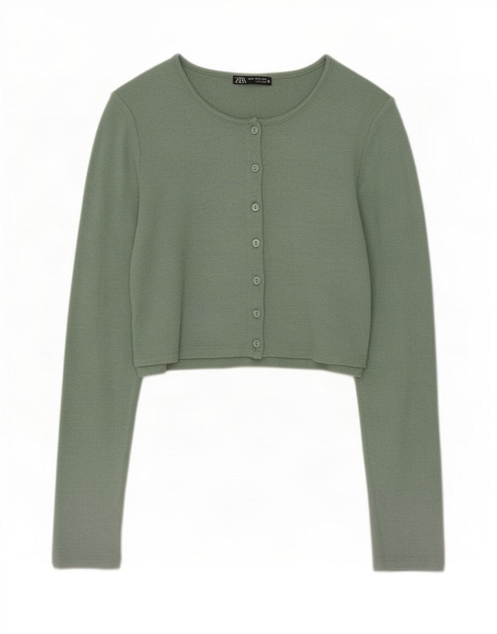 Top cardigan pentru femei Zara UK 12 Medium Green Viscose