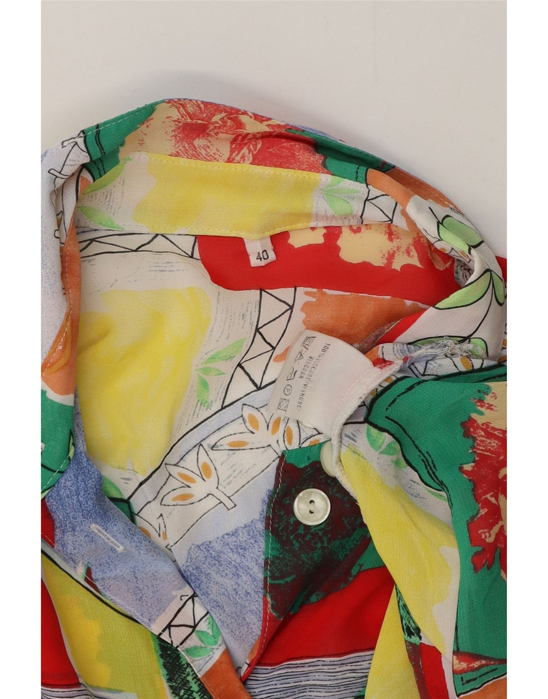 Bluză vintage pentru femei, cămașă cu paragate, EU 40, viscoză medie, multicoloră