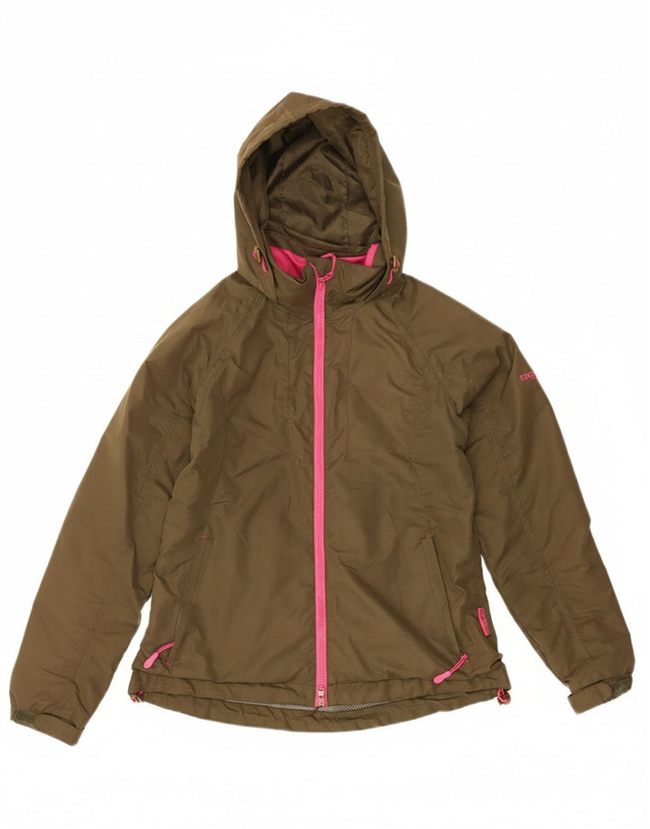 TARGET DRY Womens Hooded Rain Jacket UK 6 XS Khaki Polyester