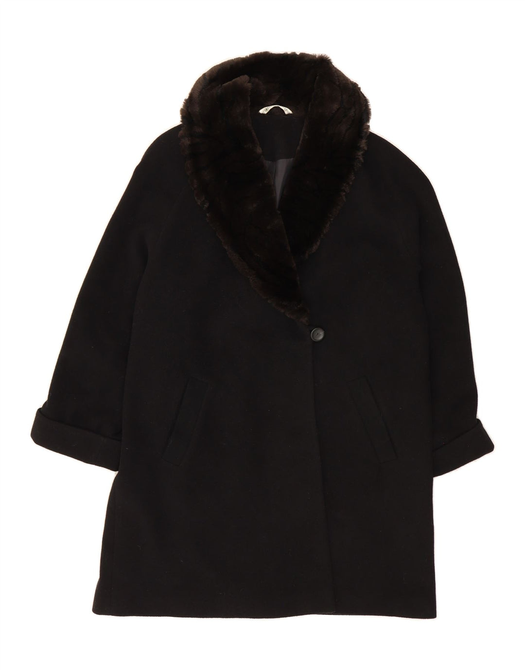 ST. BERNARD Womens Oversized Overcoat UK 14 Large  Black Wool Vintage St. Bernard and Second-Hand St. Bernard from Messina Hembry 