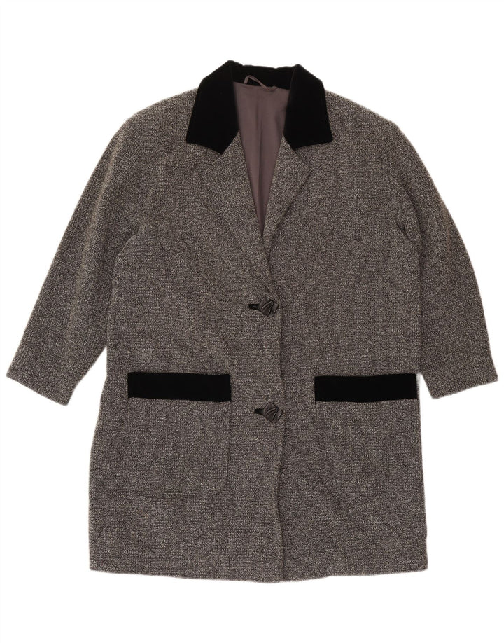 Jachetă vintage cu 2 nasturi pentru femei UK 20 2XL Gri Colorblock