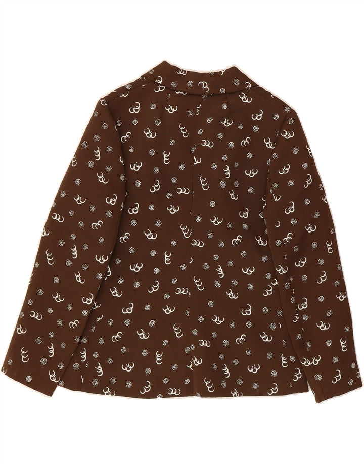 VINTAGE Womens Abstract Pattern 3 Button Blazer Jacket IT 48 XL Brown Vintage Vintage and Second-Hand Vintage from Messina Hembry 