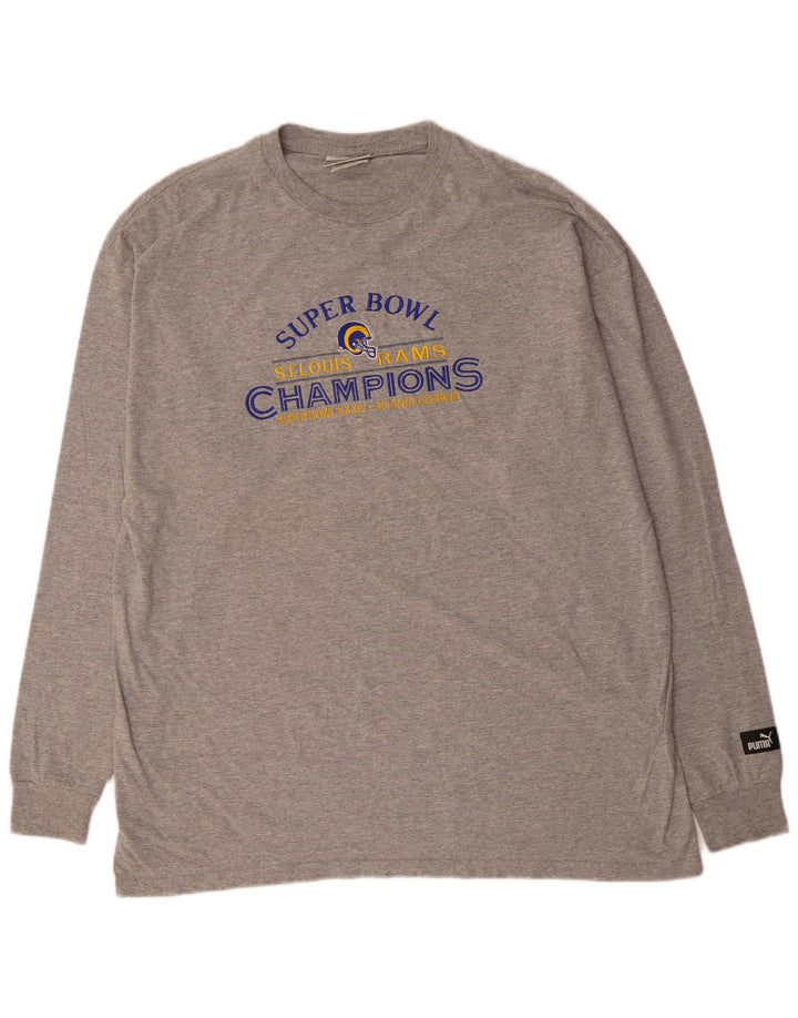 Top grafic PUMA cu mânecă lungă XL bumbac gri