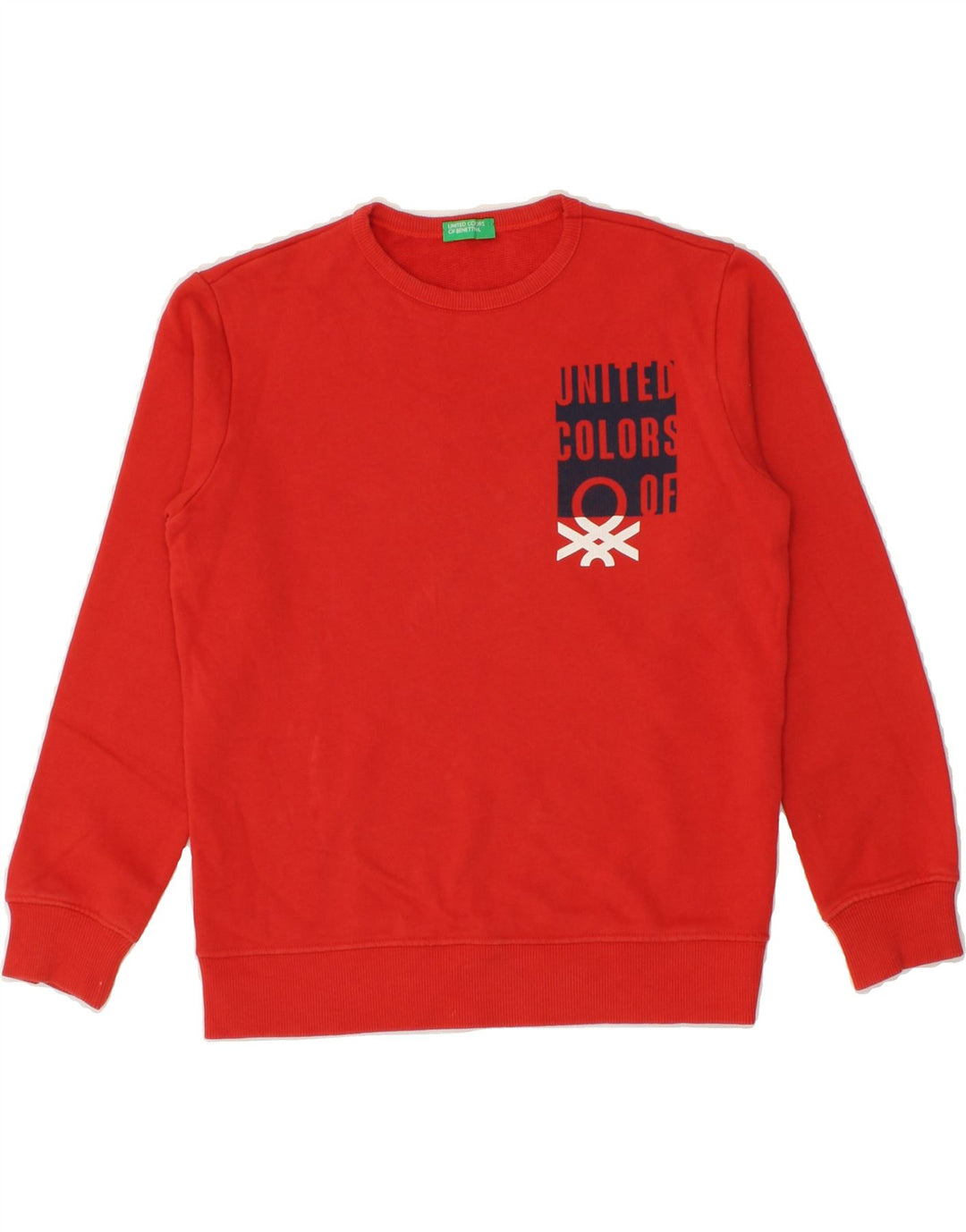 BENETTON Boys Graphic Sweatshirt Jumper 5-6 Years Large  Red Cotton Vintage Benetton and Second-Hand Benetton from Messina Hembry 