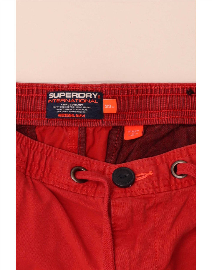 Pantaloni scurți chino Superdry pentru bărbați W33, bumbac roșu mediu