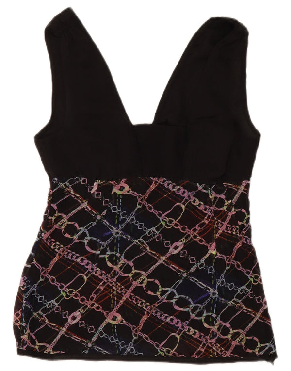 Bluză Crop fără mâneci pentru femei Costume National UK 6 XS Negru Geometric