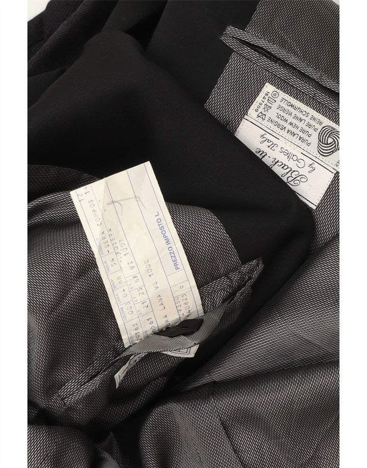 Blazer Vintage pentru bărbați cu 1 nasture IT 54 2XL Lână virgină cu dungi albastru bleumarin