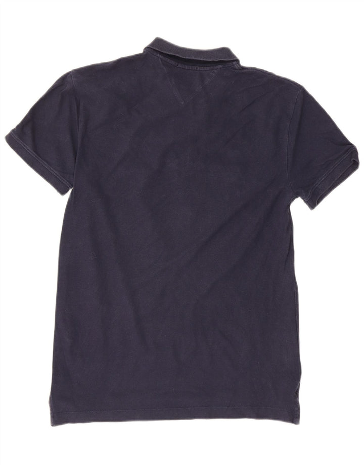 TOMMY HILFIGER Mens Regular Fit Polo Shirt Medium Navy Blue Cotton