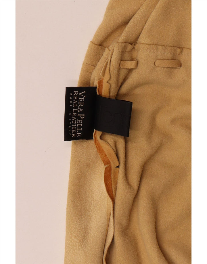 Jachetă de cămașă de piele de căprioară pentru femei Fontanelli IT 46 Mare Bej din piele