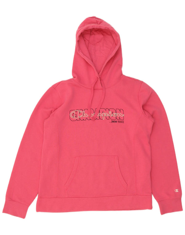 Pulover cu glugă cu grafic pentru femei Champion UK 18 XL bumbac roz