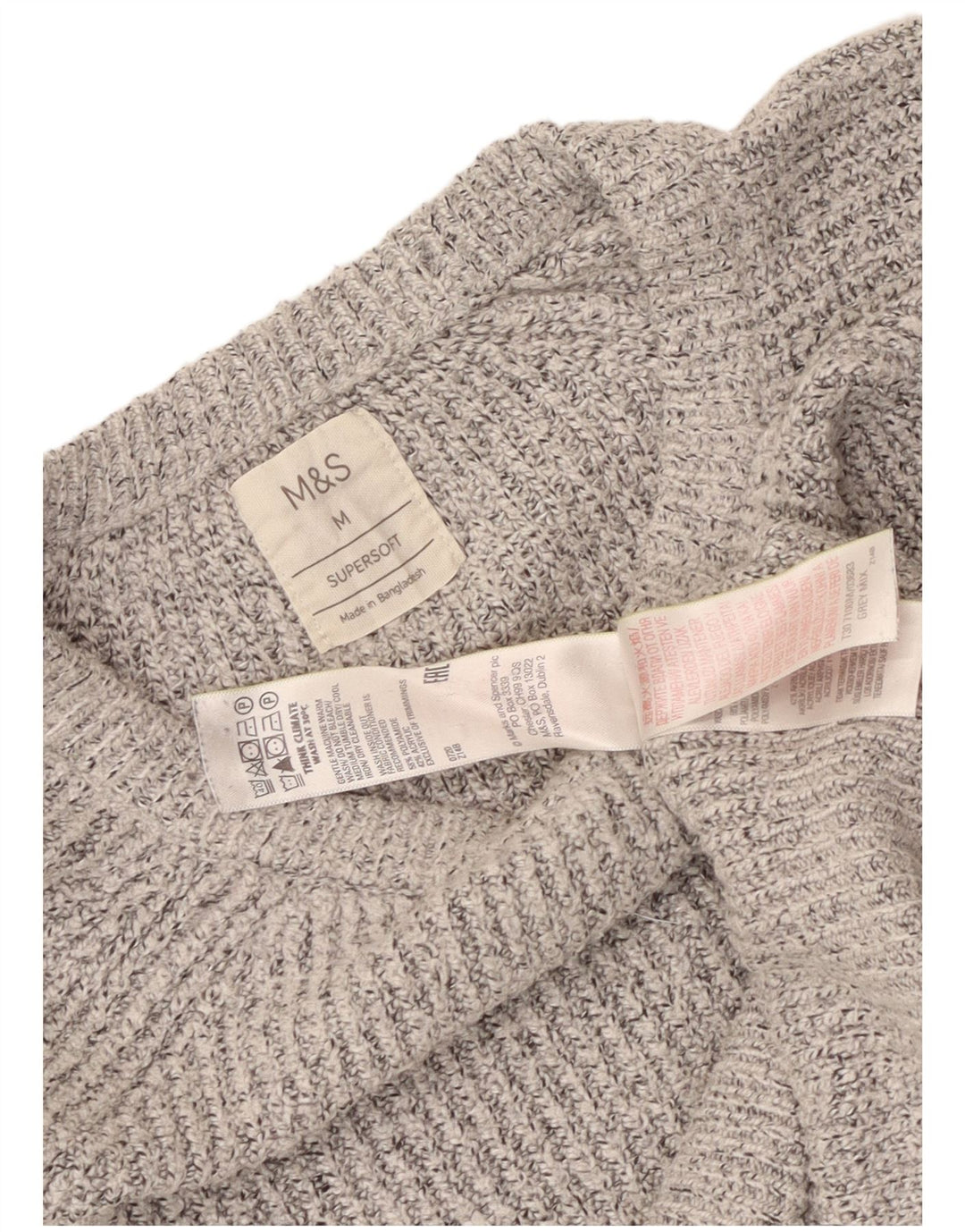 Pulover pentru bărbați Marks & Spencer, cu gât de barcă, din poliamidă cu pete, gri mediu