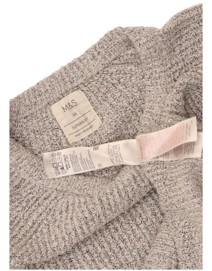 Pulover pentru bărbați Marks & Spencer, cu gât de barcă, din poliamidă cu pete, gri mediu
