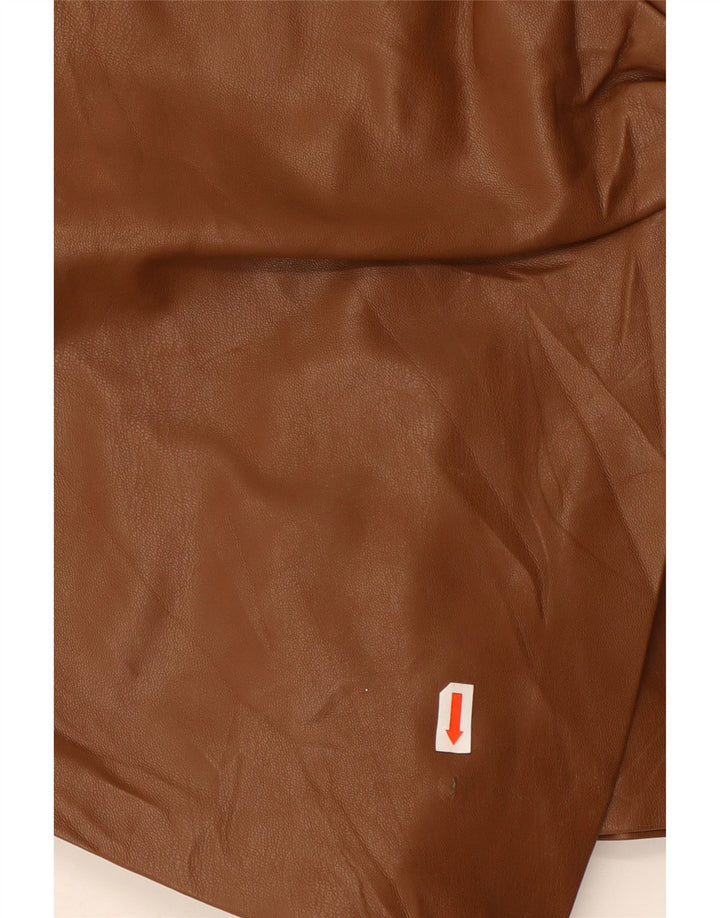 Pantaloni scurți din piele artificială ZARA XS W25 maro poliester