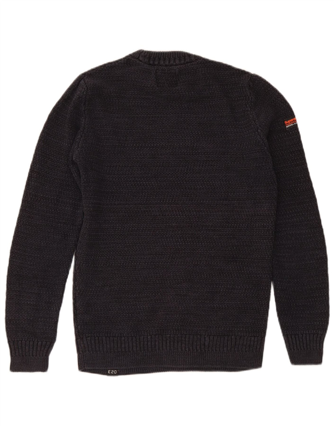 Pulover Superdry pentru bărbați cu decolteu triplu, bumbac, albastru bleumarin