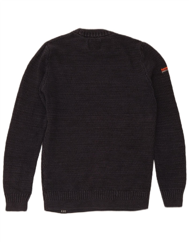 Pulover Superdry pentru bărbați cu decolteu triplu, bumbac, albastru bleumarin