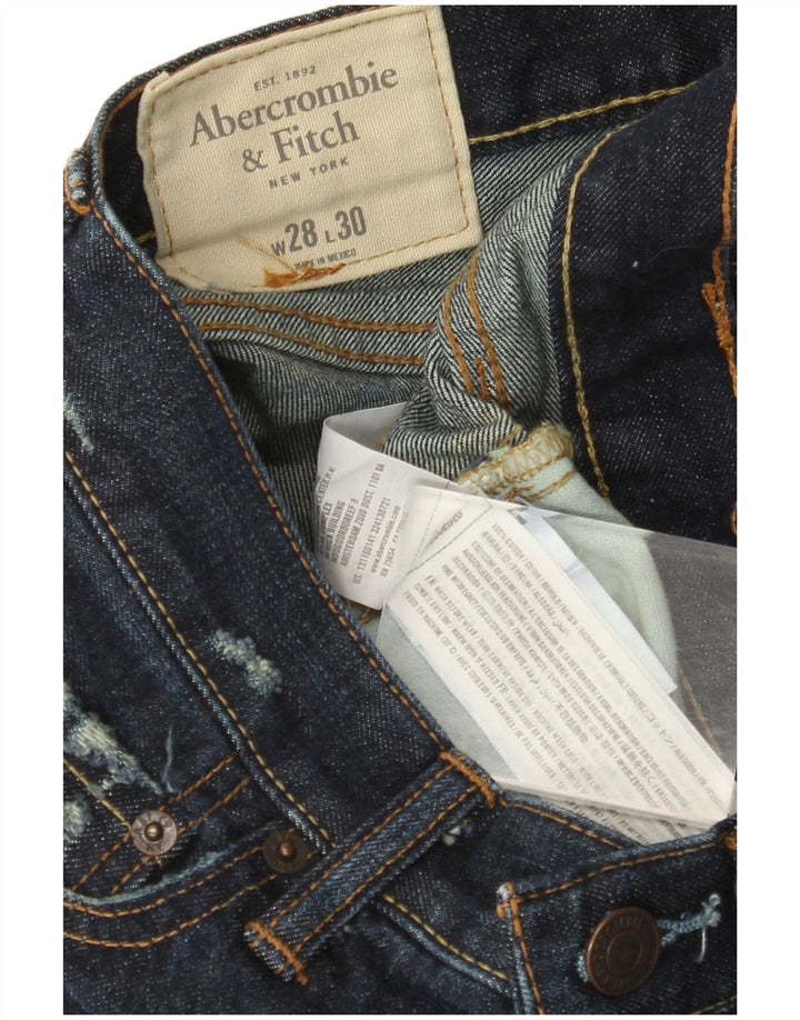 ABERCROMBIE & FITCH Blugi Distressed Straight pentru bărbați W28 L30 Bleumarin