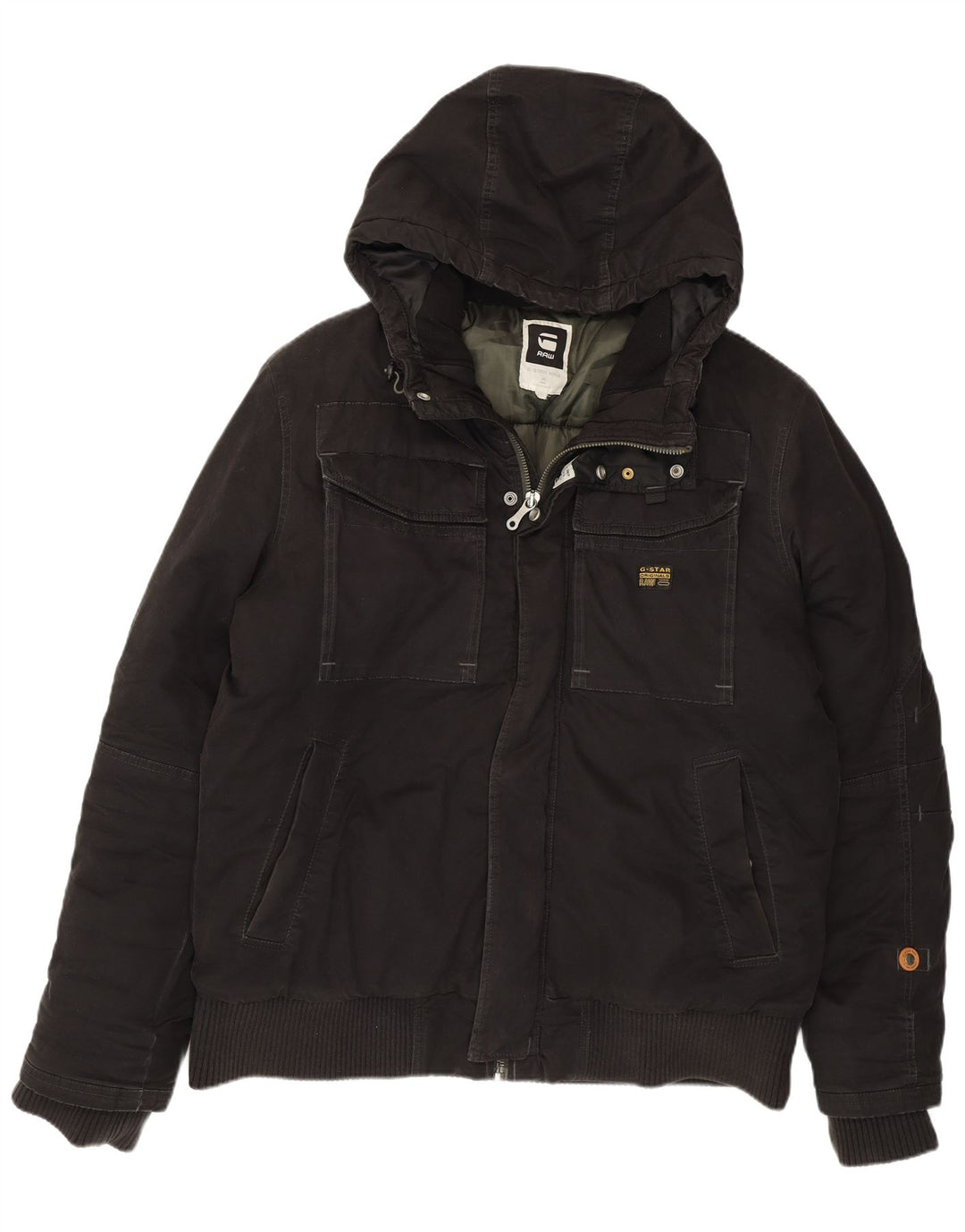 Jachetă bomber cu glugă G-STAR pentru bărbați UK 44 2XL bumbac negru