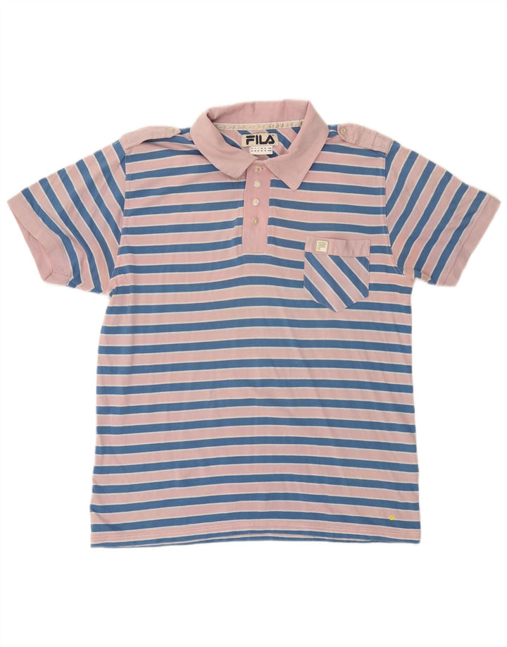 Tricou polo FILA pentru bărbați, bumbac cu dungi roz mediu