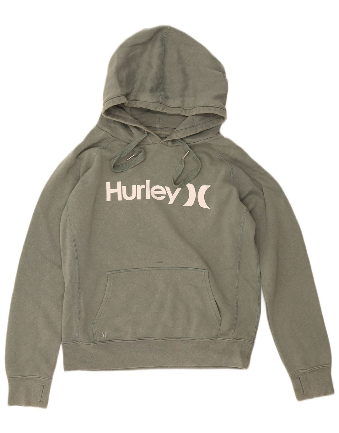 HURLEY Pulover cu glugă cu grafic pentru femei UK 14 Bumbac verde mediu