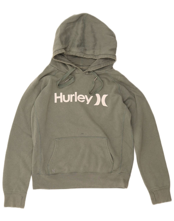HURLEY Pulover cu glugă cu grafic pentru femei UK 14 Bumbac verde mediu
