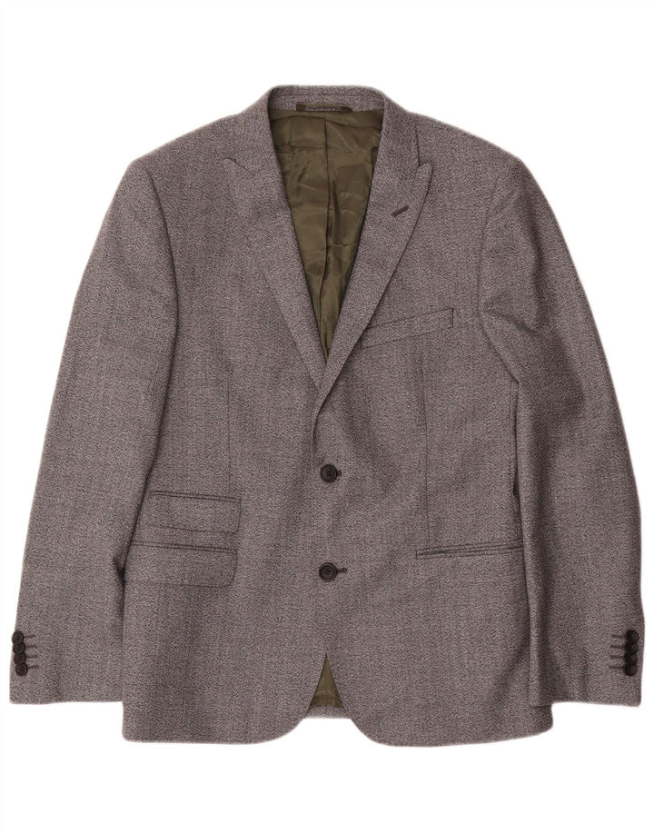 Jachetă blazer pentru bărbați French Connection, cu 2 nasturi, UK 38, gri mediu pete