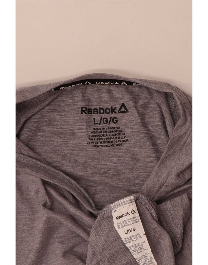Top pentru bărbați Reebok cu mânecă lungă, mare, gri poliester pătat