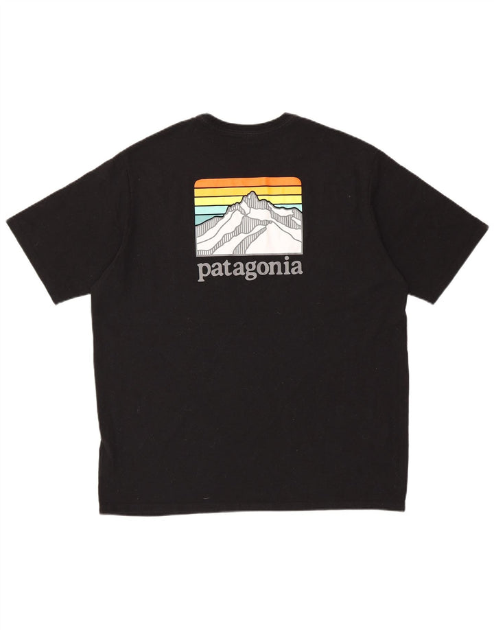 Tricou grafic PATAGONIA pentru bărbați, cu croială obișnuită, mare, negru, bumbac