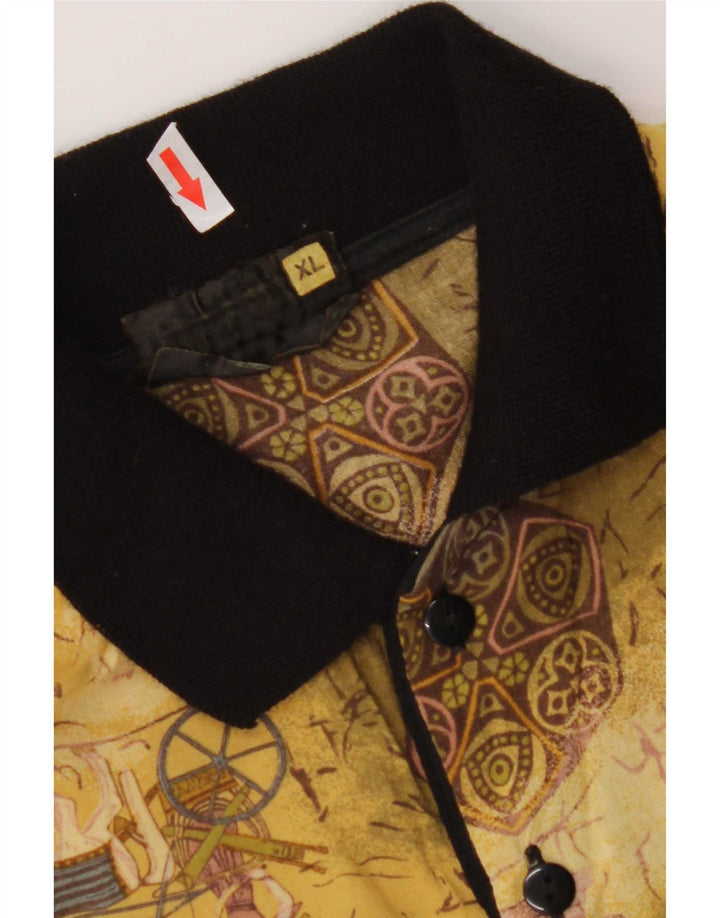Tricou polo vintage pentru bărbați cu model abstract, XL, raion galben