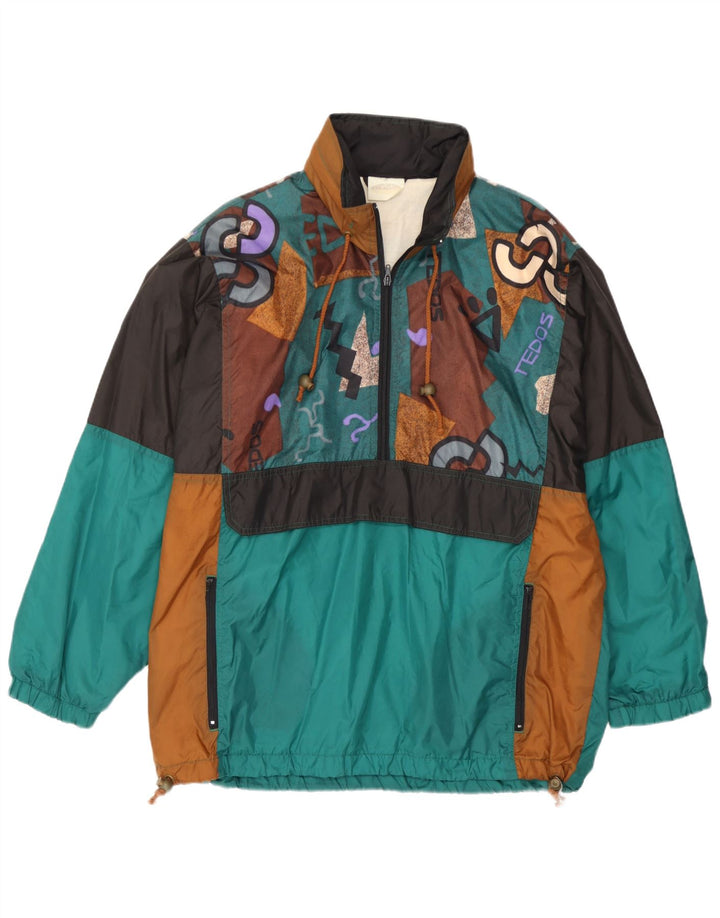 Jachetă de ploaie cu pulover grafic vintage pentru bărbați UK 38 Medium Green Colorblock