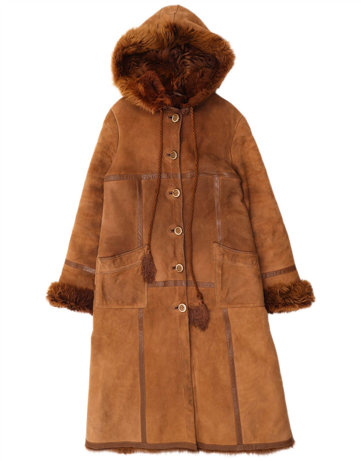 Palton vintage pentru femei din shearling UK 14 maro mediu