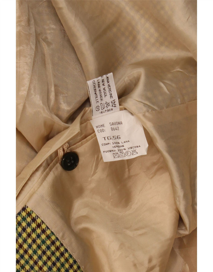 Jachetă vintage pentru bărbați, cu 2 nasturi, IT 56 3XL, lână galbenă cu picior de gală
