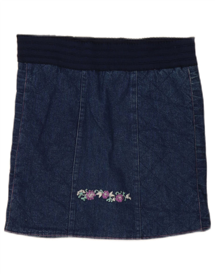 Fusta de blugi vintage pentru femei W30 Medium Bleumarin Floral