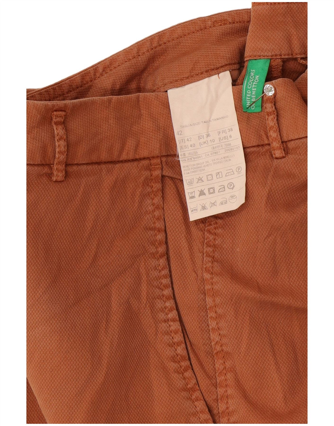 Pantaloni scurti chino Benetton pentru femei UK 10 Small W30 Brown Bumbac