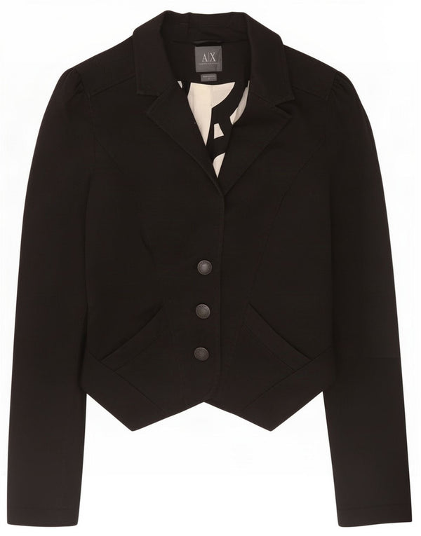 Jachetă Blazer cu 3 nasturi Armani pentru femei UK 12 Bumbac mediu negru