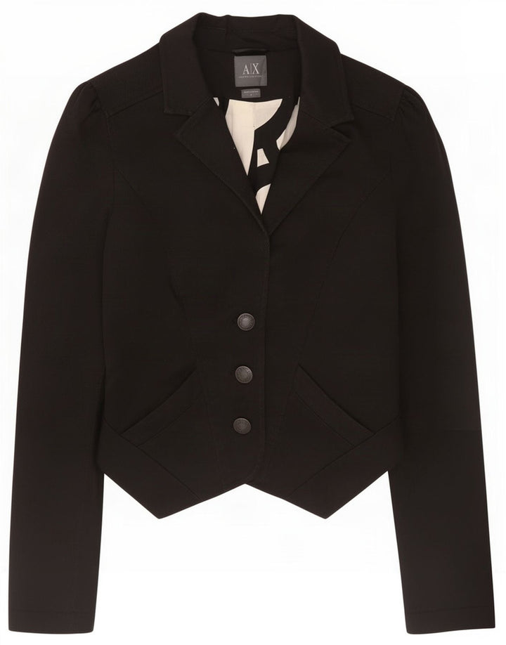 Jachetă Blazer cu 3 nasturi Armani pentru femei UK 12 Bumbac mediu negru