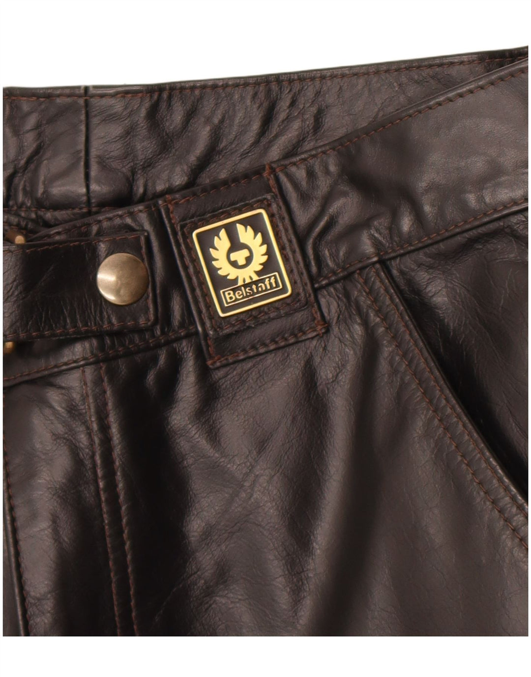 Pantaloni cargo din piele pentru bărbați Belstaff Mici W30 L29 Biker din piele neagră