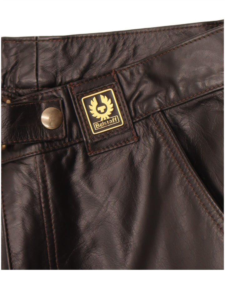 Pantaloni cargo din piele pentru bărbați Belstaff Mici W30 L29 Biker din piele neagră