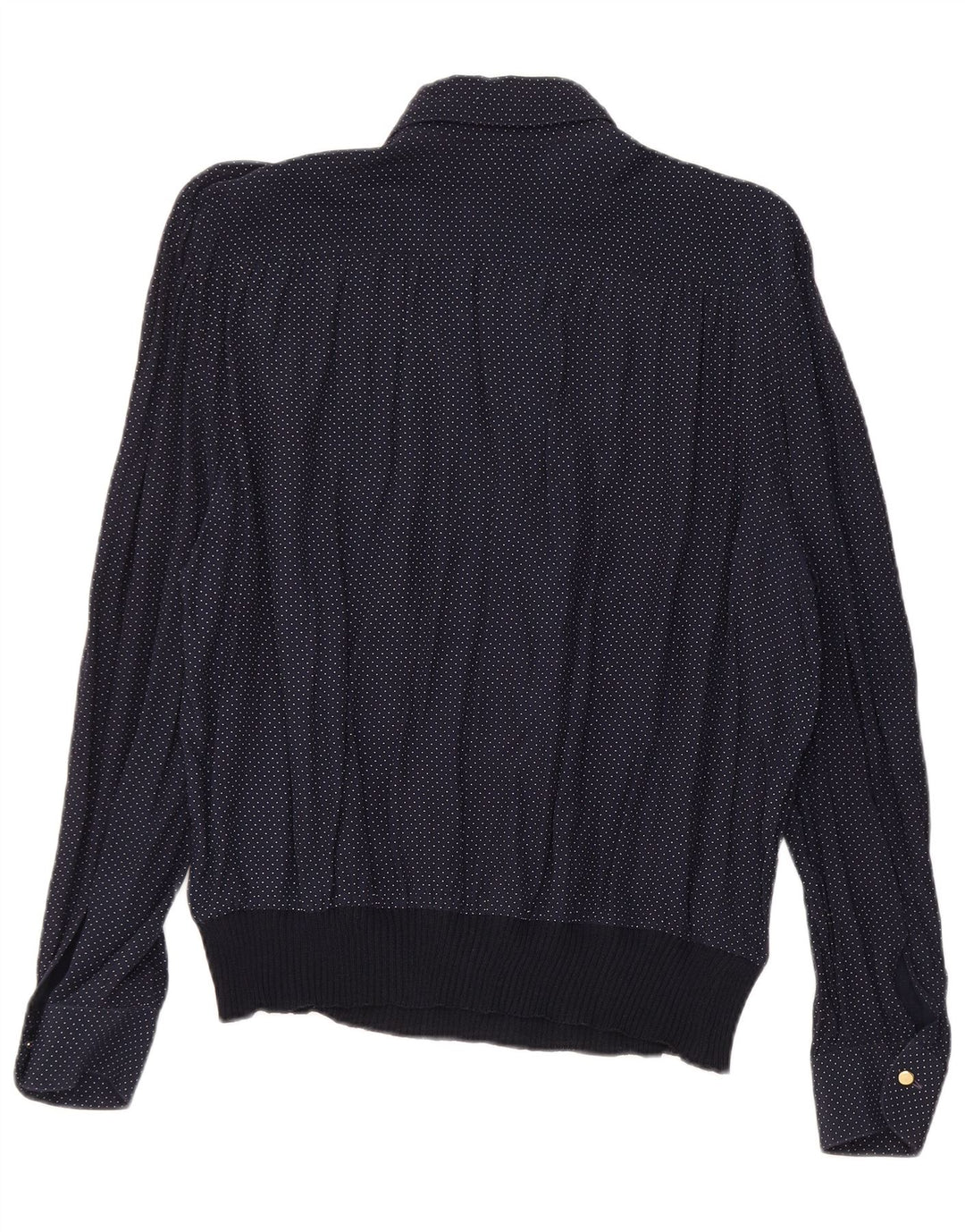 Bluză cămașă pentru femei VINTAGE UK 16 mare, albastru marin, viscoză cu pete